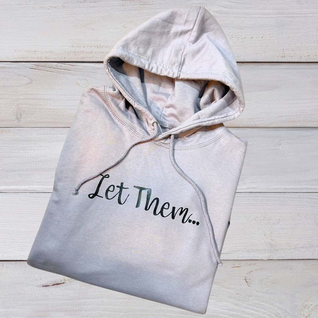 Folded Let Them Hoodie in Dusty Lilac with black lettering on front
